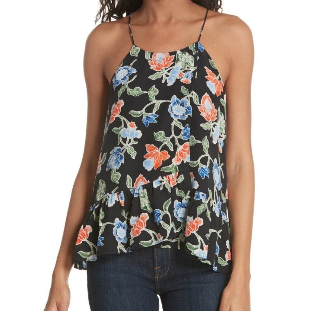 Joie Floral Print Tank Top - Black, Blue, Orange, Green